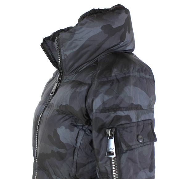 SAM. Freestyle Camo Jacket Grey Black Down Insulated Puffer Coat Camouflage S - Picture 4 of 8